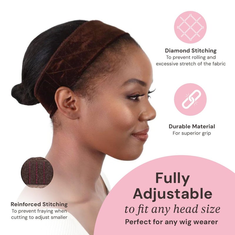 MILANO COLLECTION WiGrip, The Original Comfort Non Slip Wig Grip Band, Adjustable Wig Band for Glueless Support, Tension-Free, One Size Fits All, Chocolate Brown, 1 Pack - Image 3